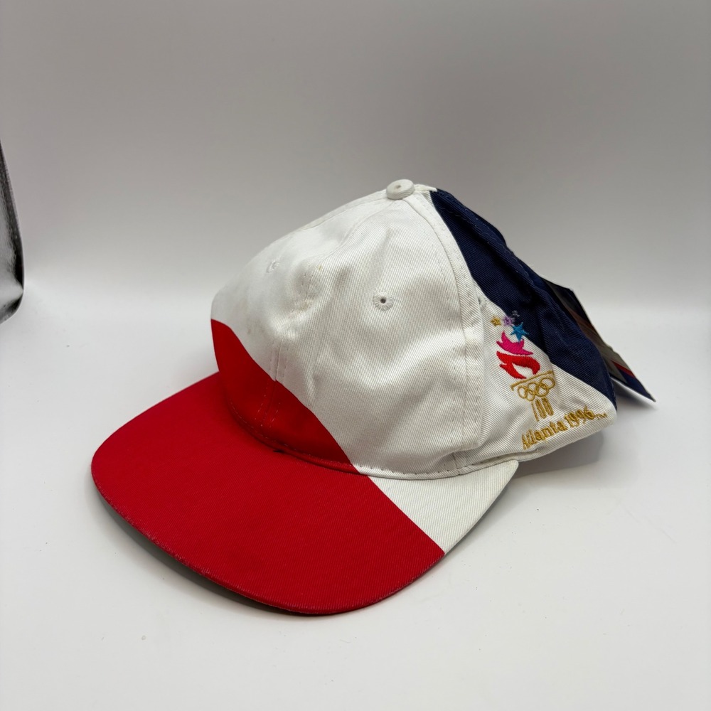 Vintage 1996 Atlanta Olympics France Snapback Hat Hanes White Red Blue